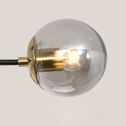 Modern black & gold led chandelier living room glass globe lamp