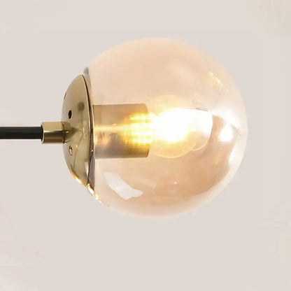 Modern black & gold led chandelier living room glass globe lamp