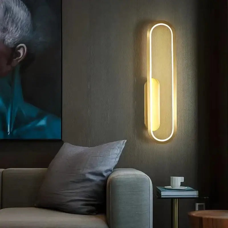 Modern black & gold led indoor wall light for living room