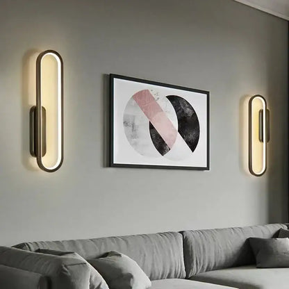 Modern black & gold led indoor wall light for living room