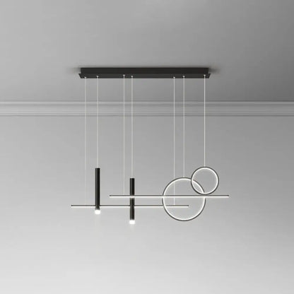 Modern black & gold led island pendant dining room dinner suspension