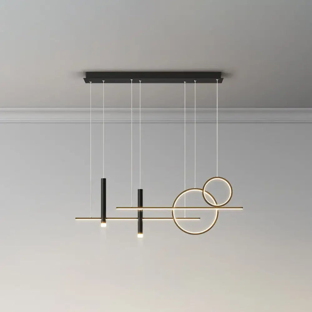 Modern black & gold led island pendant dining room dinner suspension