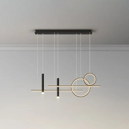 Modern black & gold led island pendant dining room dinner suspension