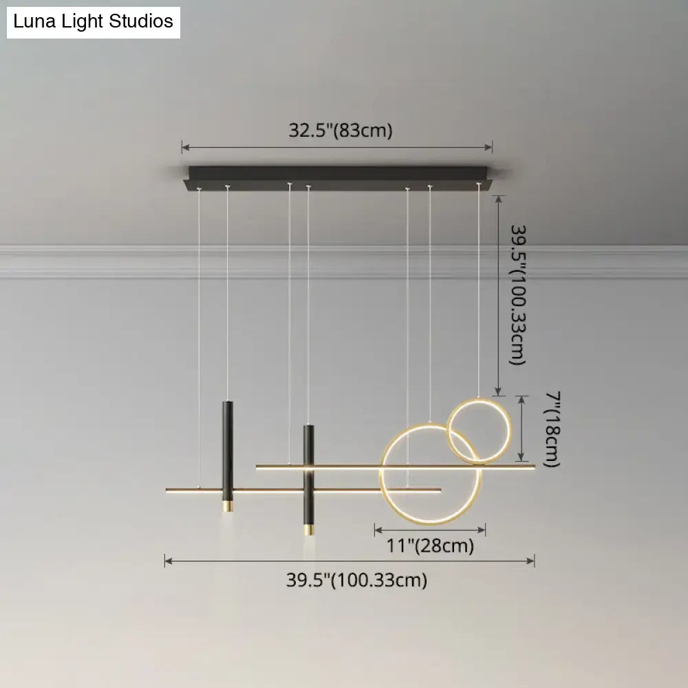 Modern black & gold led island pendant dining room dinner suspension