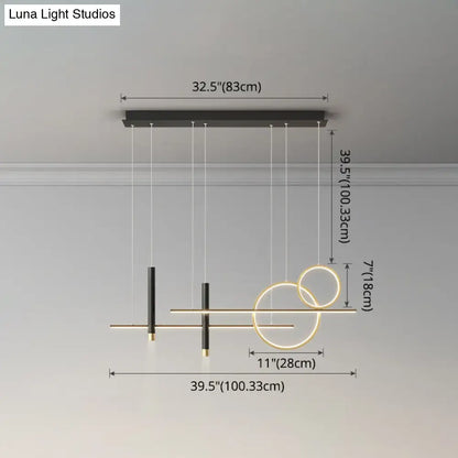 Modern black & gold led island pendant dining room dinner suspension