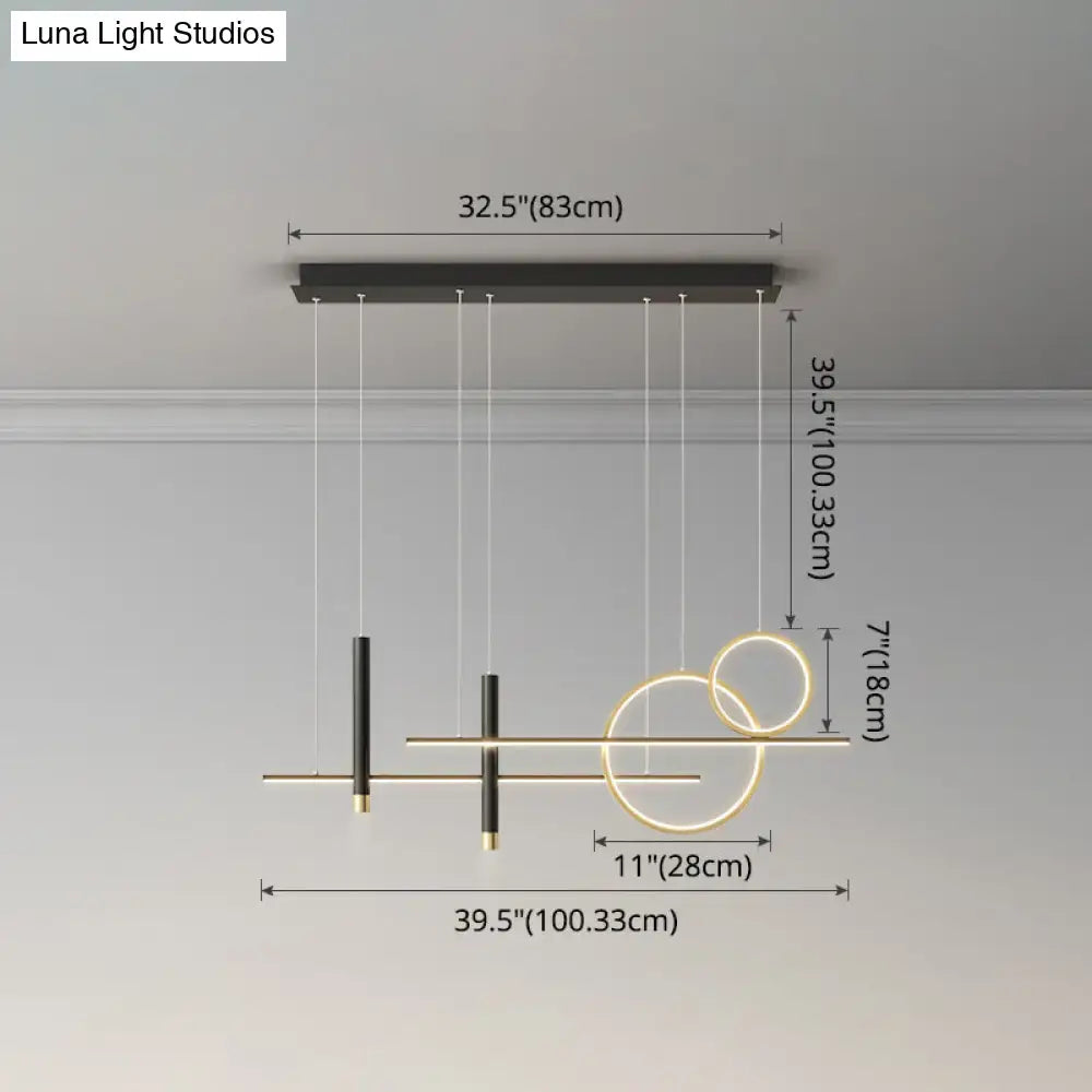 Modern black & gold led island pendant dining room dinner suspension