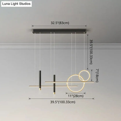 Modern black & gold led island pendant dining room dinner suspension