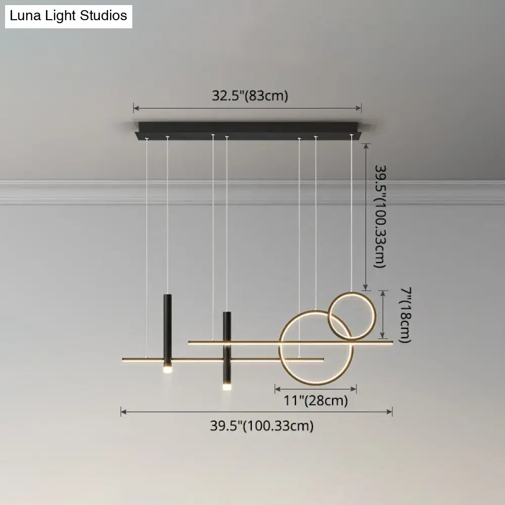 Modern black & gold led island pendant dining room dinner suspension