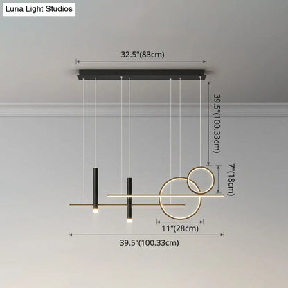 Modern black & gold led island pendant dining room dinner suspension