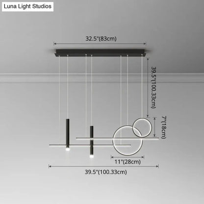 Modern black & gold led island pendant dining room dinner suspension