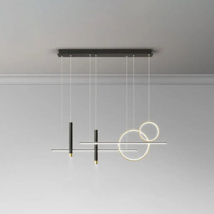 Modern black & gold led island pendant dining room dinner suspension
