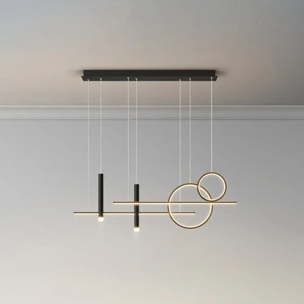 Modern black & gold led island pendant dining room dinner suspension