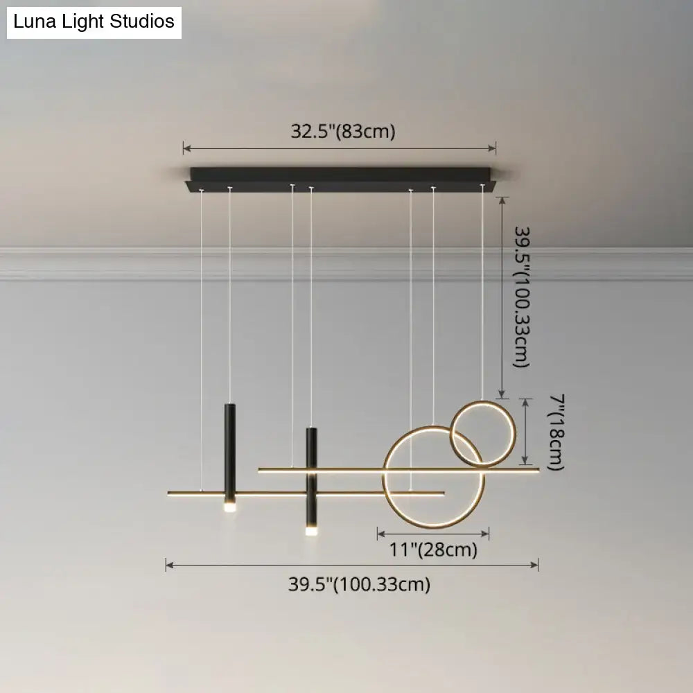Modern black & gold led island pendant dining room dinner suspension