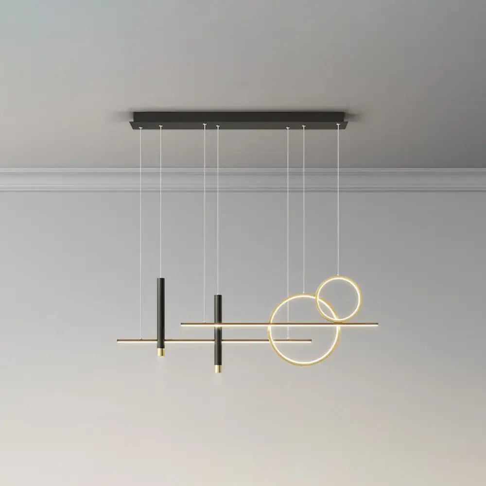 Modern black & gold led island pendant dining room dinner suspension