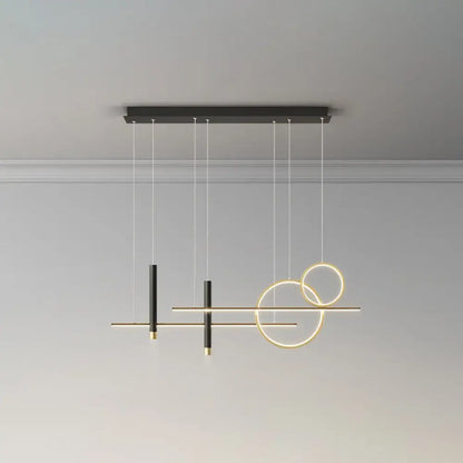 Modern black & gold led island pendant dining room dinner suspension