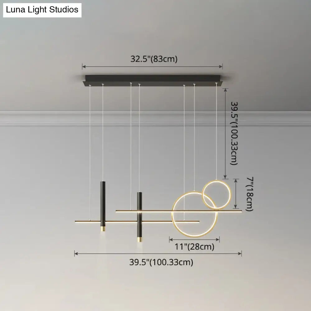 Modern black & gold led island pendant dining room dinner suspension