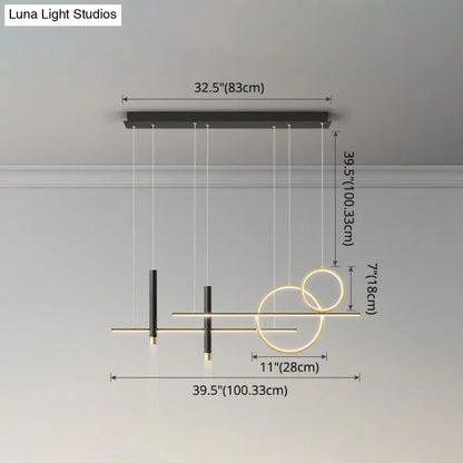 Modern black & gold led island pendant dining room dinner suspension