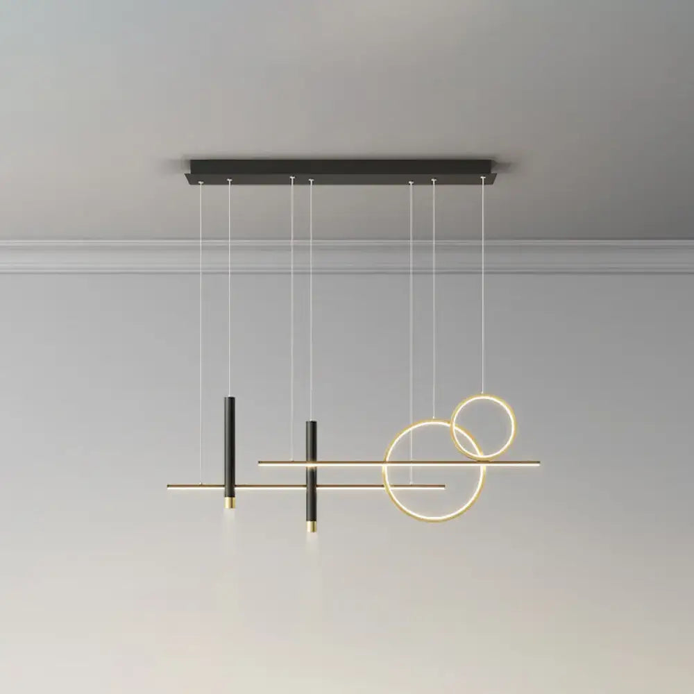 Modern black & gold led island pendant dining room dinner suspension