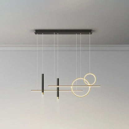 Modern black & gold led island pendant dining room dinner suspension