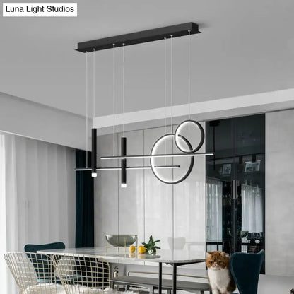 Modern black & gold led island pendant dining room dinner suspension