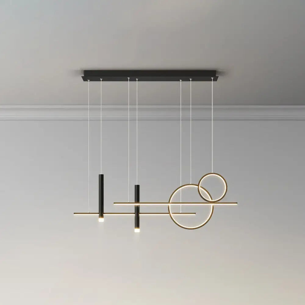 Modern black & gold led island pendant dining room dinner suspension