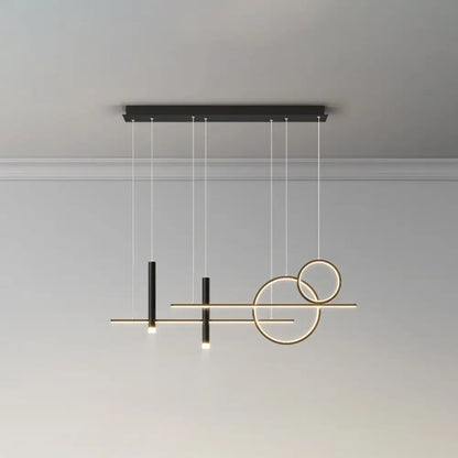 Modern black & gold led island pendant dining room dinner suspension