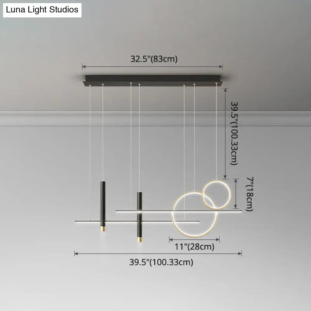 Modern black & gold led island pendant dining room dinner suspension