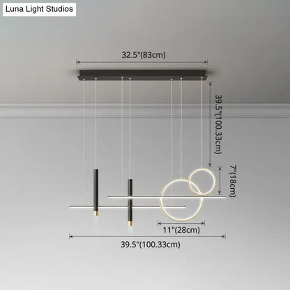 Modern black & gold led island pendant dining room dinner suspension
