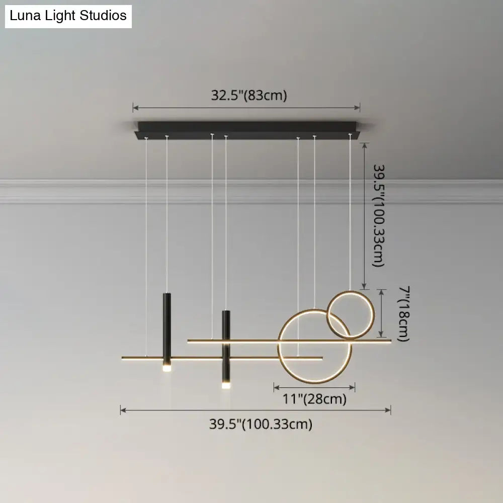 Modern black & gold led island pendant dining room dinner suspension