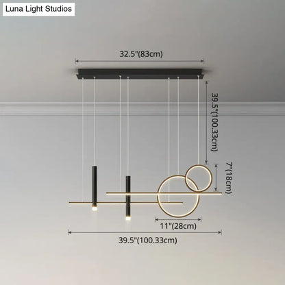 Modern black & gold led island pendant dining room dinner suspension