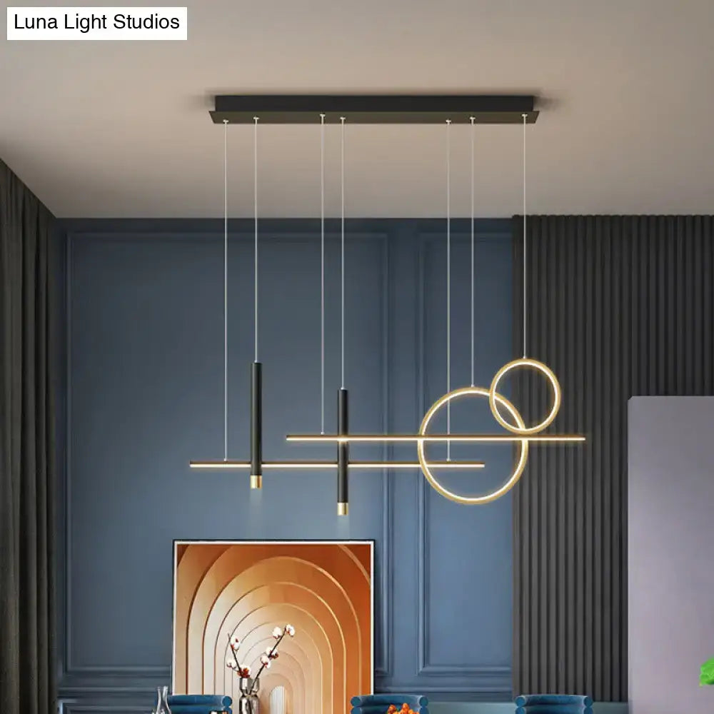 Modern black & gold led island pendant dining room dinner suspension