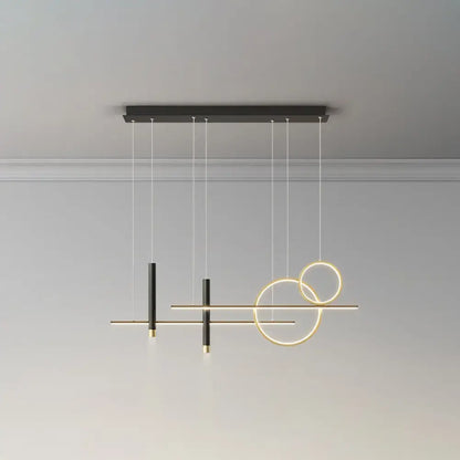 Modern black & gold led island pendant dining room dinner suspension