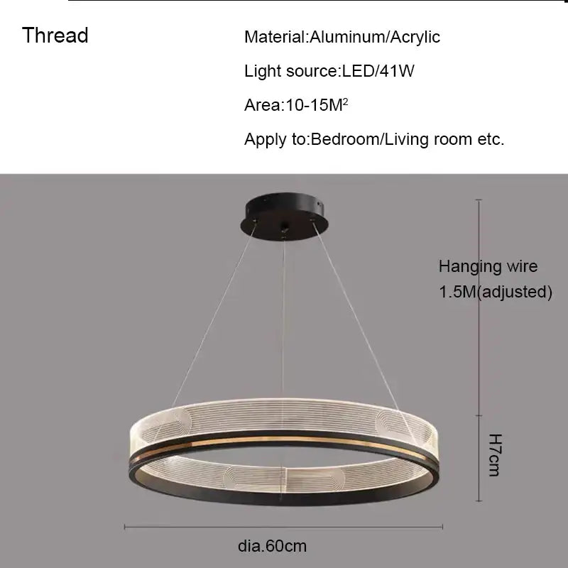 Modern black & gold led pendant light mesh design dining room