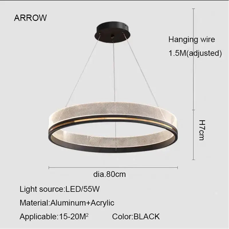 Modern black & gold led pendant light mesh design dining room