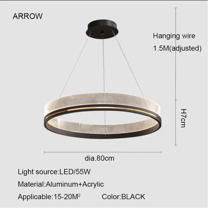Modern black & gold led pendant light mesh design dining room