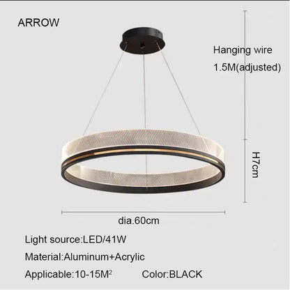Modern black & gold led pendant light mesh design dining room