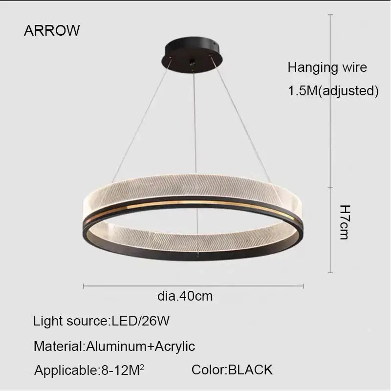 Modern black & gold led pendant light mesh design dining room