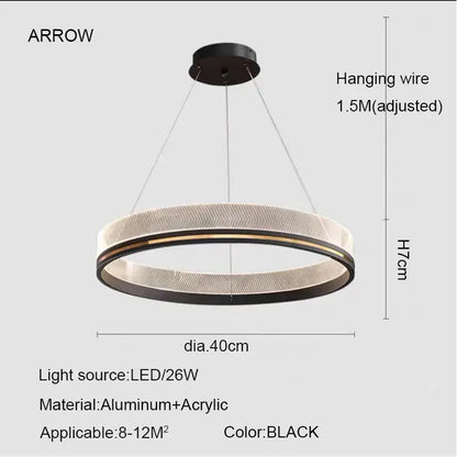 Modern black & gold led pendant light mesh design dining room