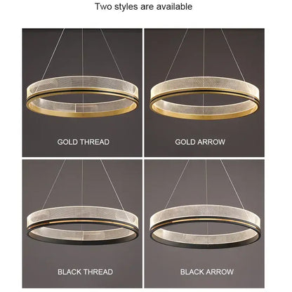 Modern black & gold led pendant light mesh design dining room