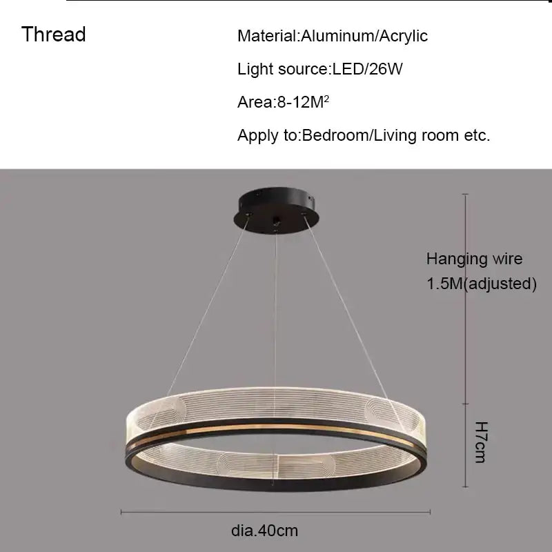 Modern black & gold led pendant light mesh design dining room