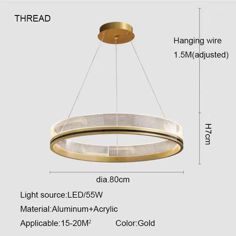 Modern black & gold led pendant light mesh design dining room