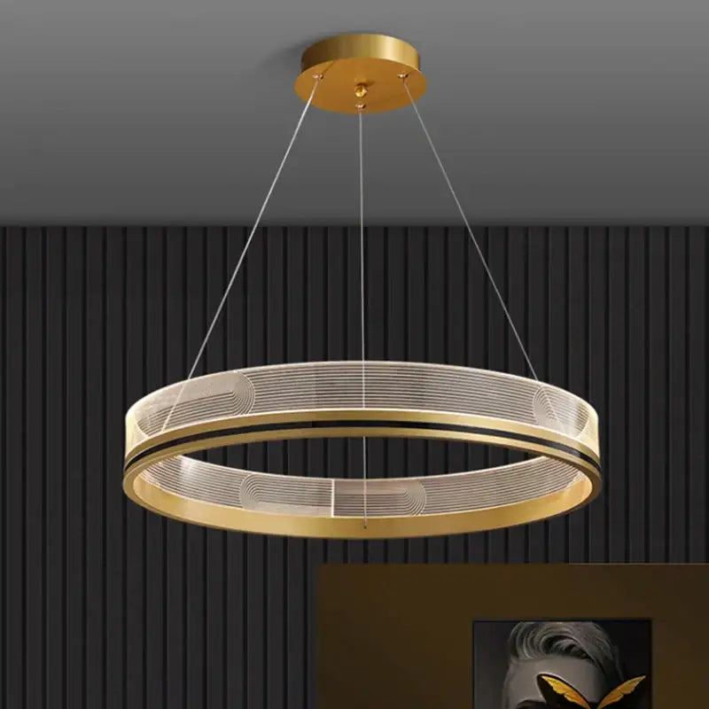 Modern black & gold led pendant light mesh design dining room