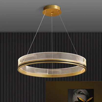 Modern black & gold led pendant light mesh design dining room