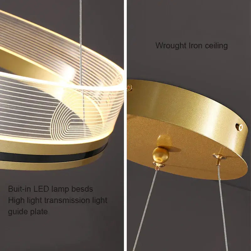 Modern black & gold led pendant light mesh design dining room