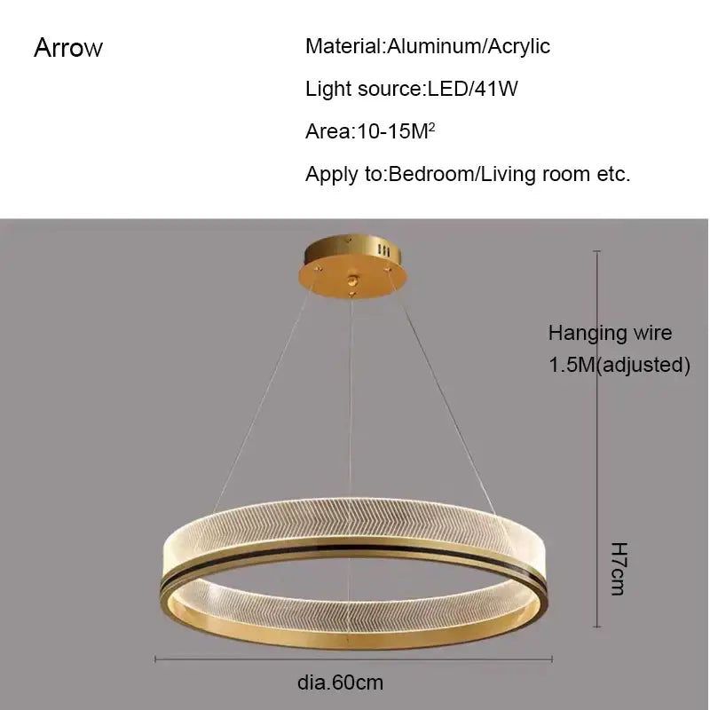 Modern black & gold led pendant light mesh design dining room