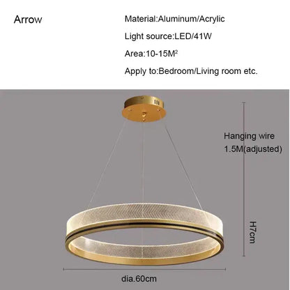 Modern black & gold led pendant light mesh design dining room