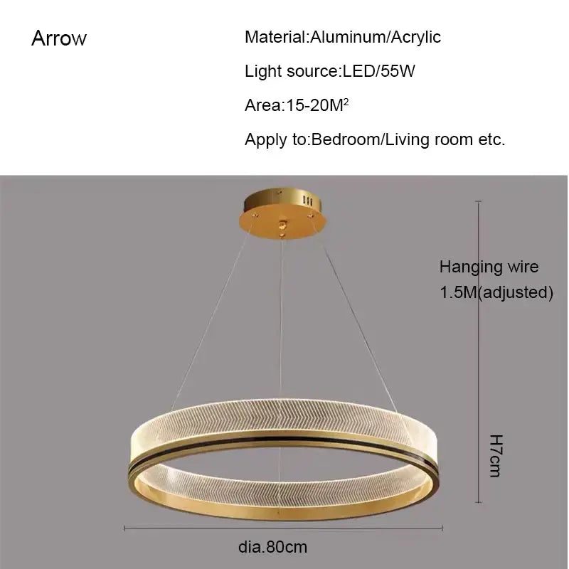 Modern black & gold led pendant light mesh design dining room