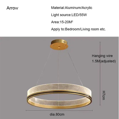 Modern black & gold led pendant light mesh design dining room