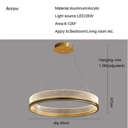Modern black & gold led pendant light mesh design dining room
