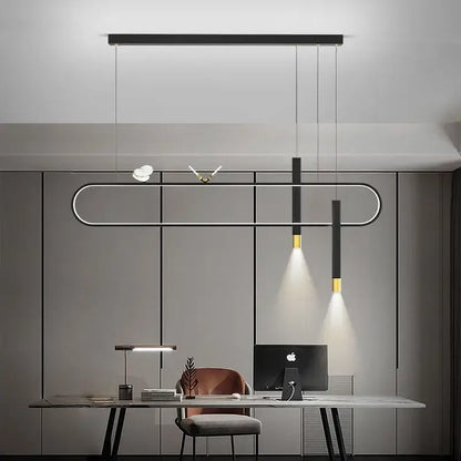 Modern black & gold led pendant lights dining room remote control
